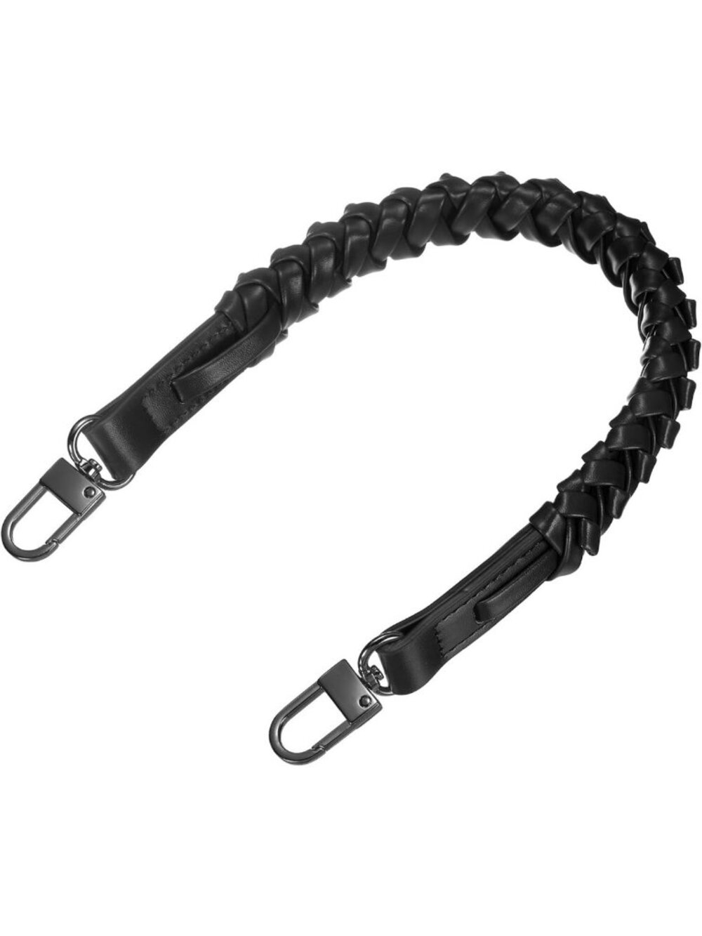 Braided Black PU Leather Purse Strap - 17.6" Replacement Handle for Handbags